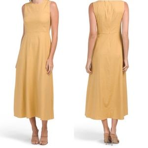 Theory | Golden Yellow Volume Dart Chino Cotton Dress